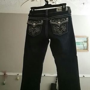 Dark blue rhinestone embellished jeans