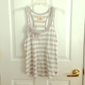 Hollister grey stripped tank top