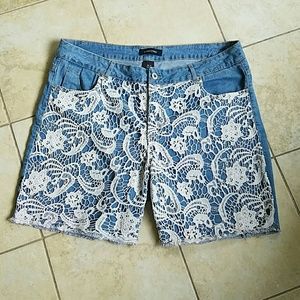 Ashley Stewart lace Jean shorts