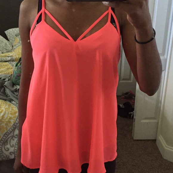 Make offer!! Bright coral cutout tank top