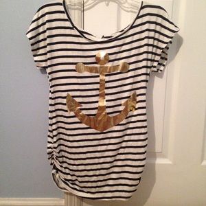 Nautical golden anchor short sleeve shirt