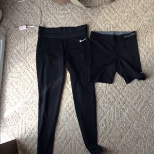 Bundle of high wasted Nike pro leggings & spandex