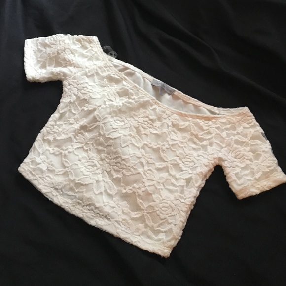 White lace crop top
