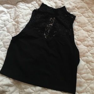 Black with lace crop top