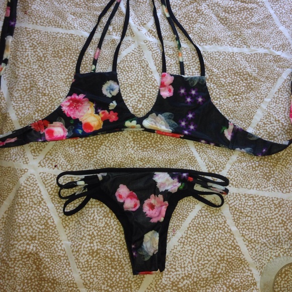 Other - Floral Strappy Brazilian bikini swim set