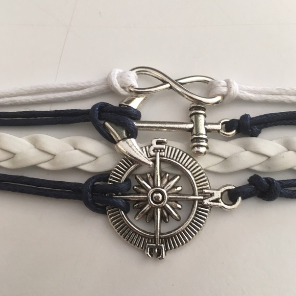 Nautical theme charm bracelet w braided material