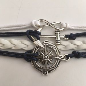 Nautical theme charm bracelet w braided material