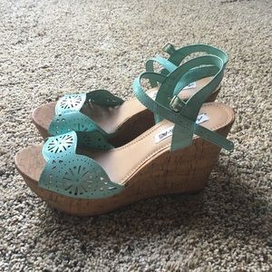 Mint green wedges- NEVER WORN