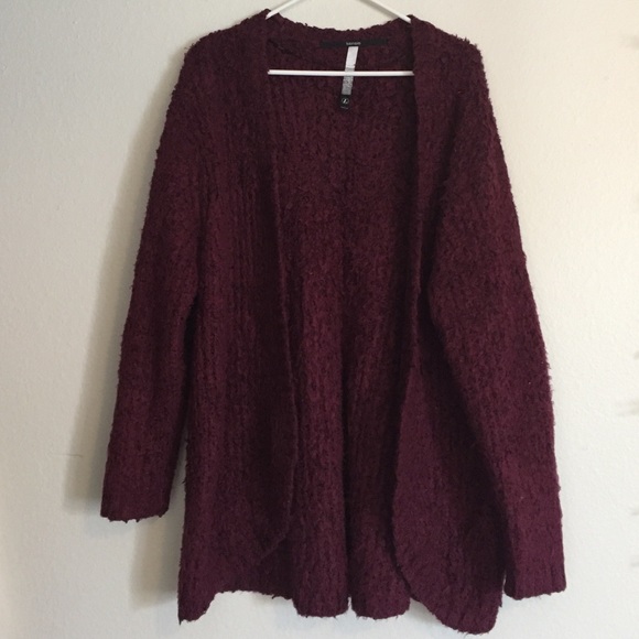 Kensie Fuzzy Maroon Cardigan