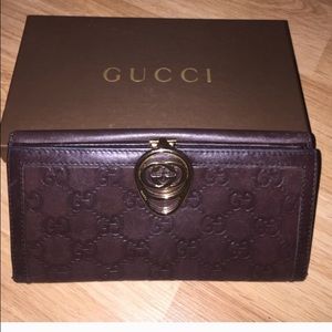 Authentic Gucci Guccisma Brown Leather Wallet