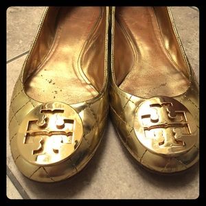 Tory Burch Gold Flats
