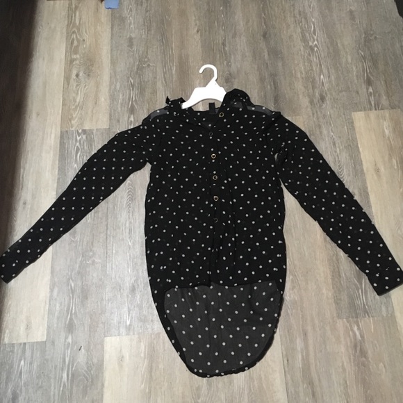 black polkadot sheer button up - Picture 1 of 3