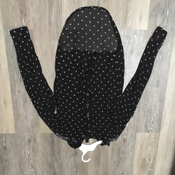 black polkadot sheer button up - Picture 2 of 3