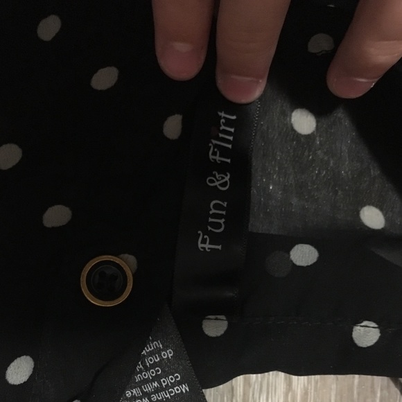 black polkadot sheer button up - Picture 3 of 3