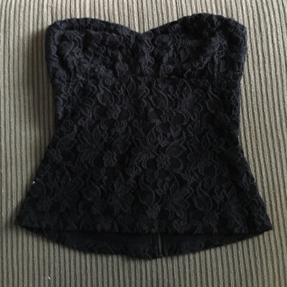 Black Crop Strapless Top