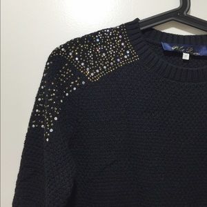 Black Shoulder Studded Sweater