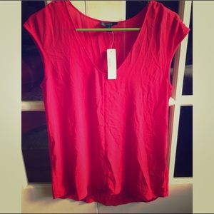 J. Crew Red Cap-Sleeve Blouse