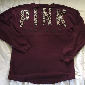 PINK Victoria secret leopard maroon jersey shirt