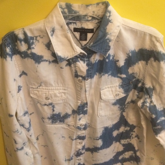 Tommy Hilfiger bleached button down denim shirt