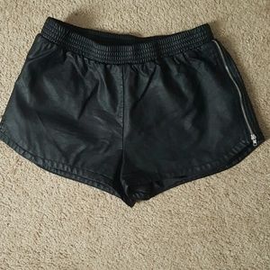 Sexy black leather shorts