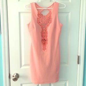 FREE SHIP!!! Pink Lace Trac Dress with Open Back