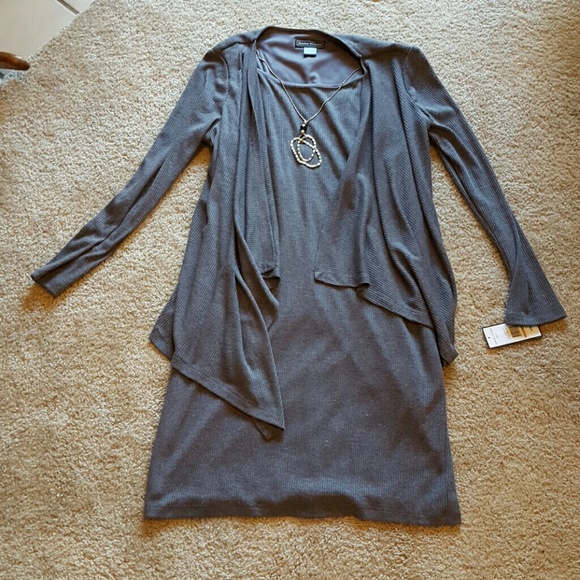 Jessica Howard sweater dress with necklace