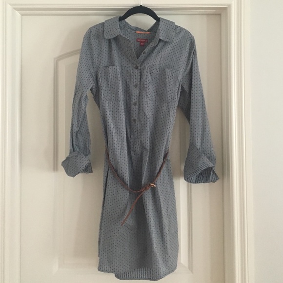 Merona Dresses & Skirts - Chambray Dot Shirtdress with Belt sz M
