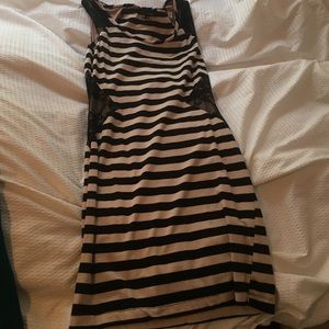 Side lace striped dress