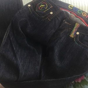 Coogi dark wash rainbow stitch jeans Sz 7/8