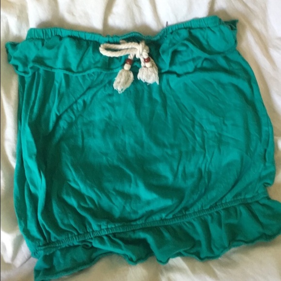 Strapless Ruffled top&bottom shirt w/ rope ties