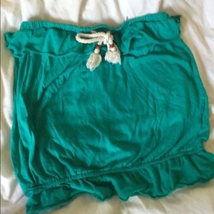 Strapless Ruffled top&bottom shirt w/ rope ties