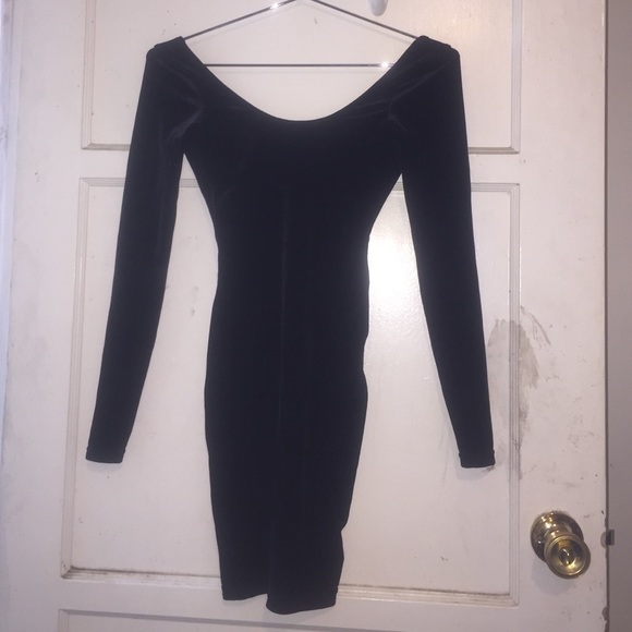 American Apparel long sleeve black velvet dress