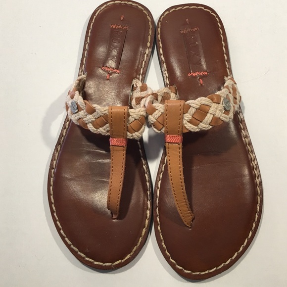 Roxy Leather Rope Braided Sandals Size 6.5