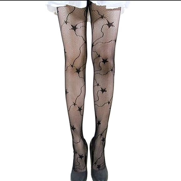 ✨Stars & Ribbons Fishnet Pantyhose Tights NEW ⭐️ - Picture 3 of 3