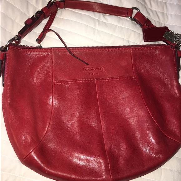 Red coach hobo bag