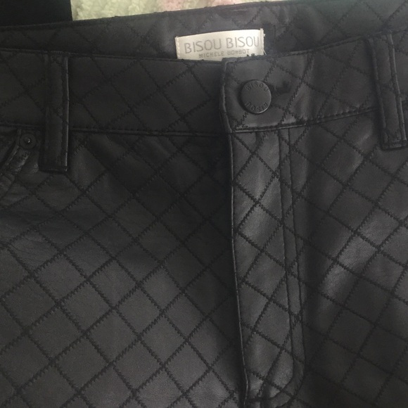 Bisou Bisou black pleather jeggings! Never worn 12
