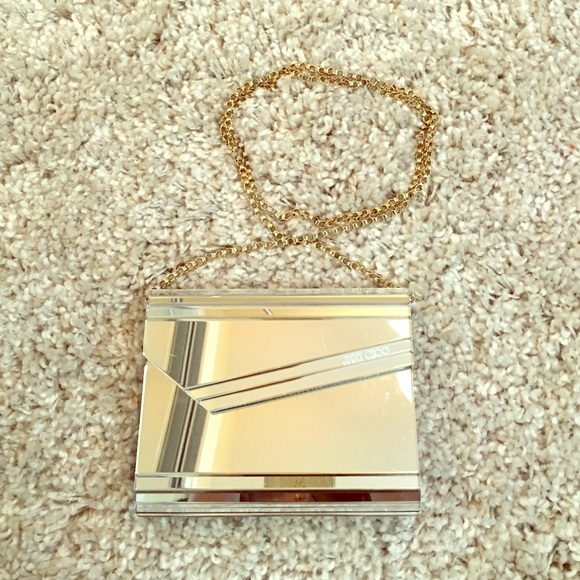 Jimmy choo white candy mirror clutch