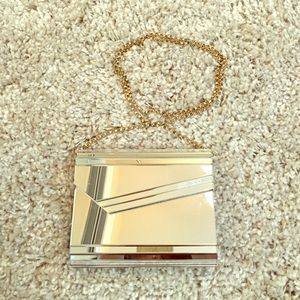 Jimmy choo white candy mirror clutch