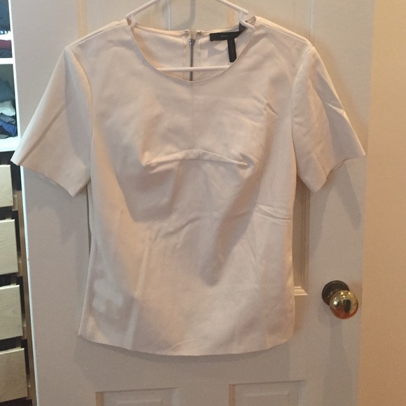BCBG Maxazria white leather shirt