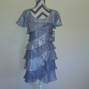 LONDON TIMES Coctail Dress Size 2 Silver grey