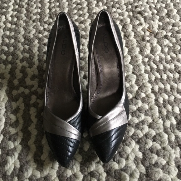 Aldo black and silver pumps