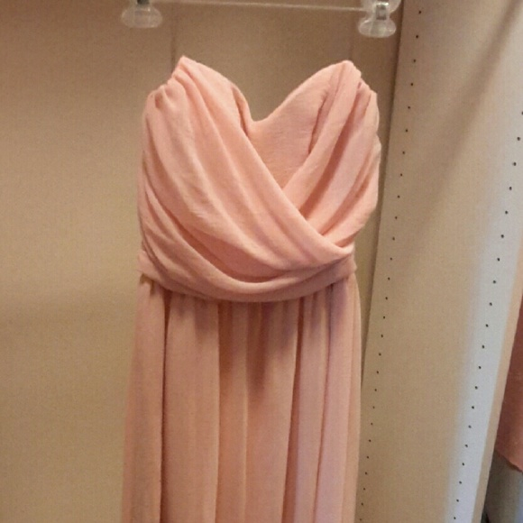 Blush strapless chiffon maxi dress