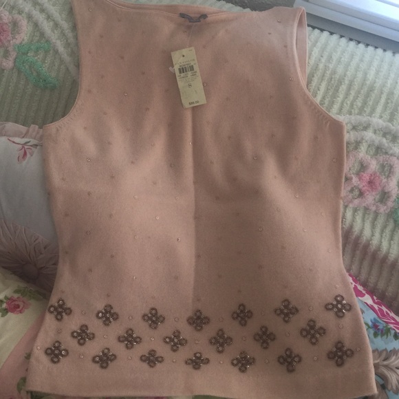 Ann Taylor blush sequin sweater tank. Was $88 Sz S