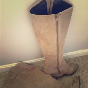 Fergie distressed leather tall boots
