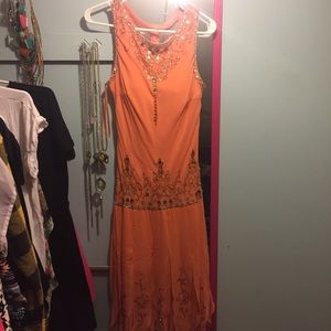 Peach vintage dress, flapper style