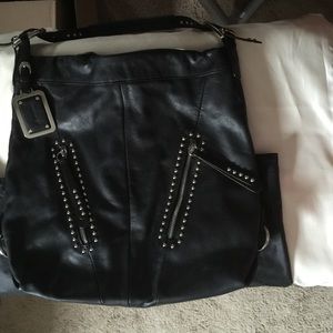 Large Black silver studded duffle bag