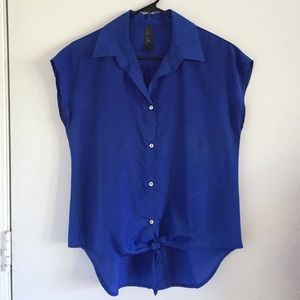 Francesca's Collections royal blue high low blouse