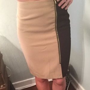 Beige and black pencil skirt