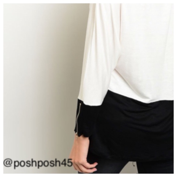 jersey knit top blackand white top - Picture 3 of 4