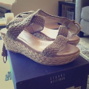 Stuart Weitzman Alexo swamp crochet sandals.